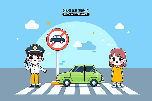 전신 여자 남자 어린이 교통 일러스트 자동차 소녀 소년 두명 금지 가리킴 표지판 횡단보도 어린이안전 어린이만 주차위반 국내일러스트 AI파일 육상교통 알림판 안전 사람 손짓 보행로 주차 파일형식 벡터