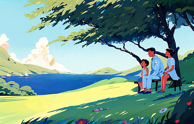 전신 PSD 나무 라이프스타일 공원 여자 남자 어린이 바다 요트 벤치 일러스트 가족 가족여행 그림자 웃음 앉기 소년 성인 세명 여름휴가 화목 언덕 감성 국내일러스트 식물 공공시설 여행 컨셉 배_교통 의자 관계 모션 휴가 표정 사람 생활 파일형식 여름_계절