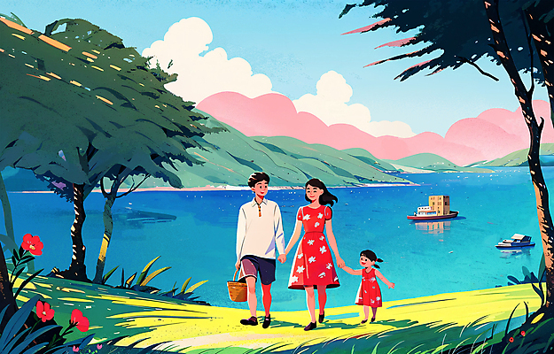 전신 PSD 나무 라이프스타일 여자 남자 꽃 어린이 바다 요트 일러스트 가족 가족여행 웃음 소녀 성인 세명 여름휴가 소풍 걷기 손잡기 화목 언덕 감성 소풍바구니 국내일러스트 식물 여행 컨셉 배_교통 관계 모션 휴가 표정 사람 생활 야외활동 바구니 파일형식 여름_계절