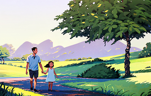 전신 PSD 나무 라이프스타일 여자 남자 길 어린이 일러스트 가족 가족여행 그림자 웃음 소녀 잔디 성인 두명 여름휴가 걷기 손잡기 화목 감성 국내일러스트 식물 여행 컨셉 관계 모션 휴가 표정 사람 생활 파일형식 여름_계절