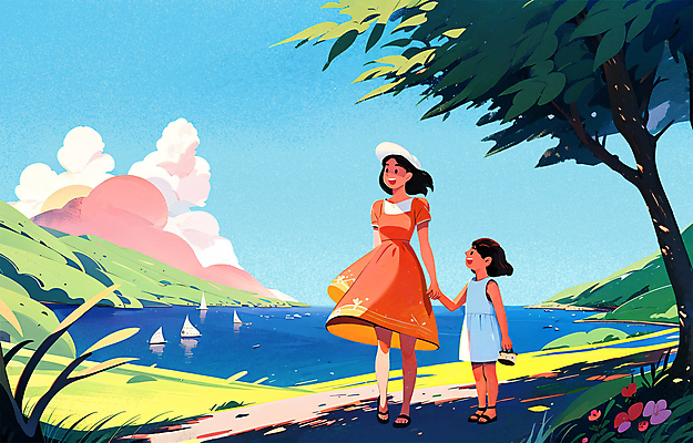 전신 PSD 나무 모자 라이프스타일 여자 꽃 어린이 바다 요트 일러스트 가족 모녀 가족여행 그림자 웃음 소녀 성인 두명 여름휴가 걷기 손잡기 화목 언덕 감성 여자만 국내일러스트 식물 잡화 딸 여행 컨셉 배_교통 관계 모션 엄마 휴가 표정 사람 생활 파일형식 여름_계절