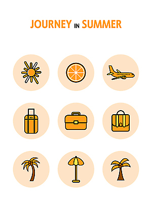 아이콘 해외여행 가방 오렌지 휴식 열대 비행기 사람없음 여름휴가 야자수 태양 캐리어 주황색 파라솔 수화물 2D아이콘 AI파일 자연요소 나무 해외 잡화 컬러 여행 컨셉 과일 항공교통 휴가 대중교통 여행가방 파일형식 벡터 여름_계절