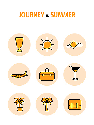 구름 아이콘 여행 휴식 열대 비행기 해변 사람없음 여름휴가 야자수 태양 여행가방 주황색 칵테일 더위 즐거움 2D아이콘 AI파일 자연요소 나무 감정 바다 컬러 컨셉 가방 항공교통 날씨 휴가 대중교통 주류 파일형식 벡터 여름_계절