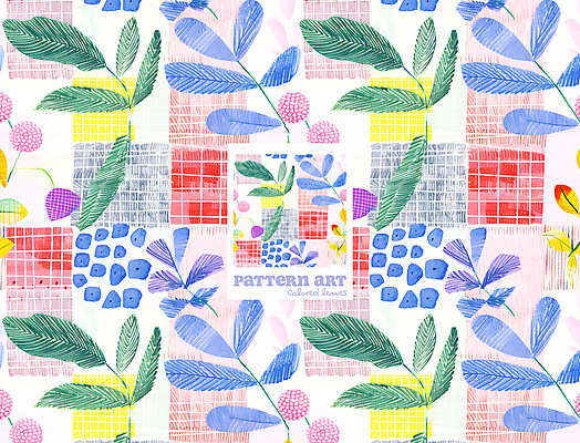 PSD 패턴 일러스트 추상 나뭇잎 색연필 사람없음 컬러풀 그림 질감 보테니컬아트 국내일러스트 컬러 잎 무늬 학용품 파일형식