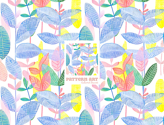 PSD 패턴 일러스트 추상 나뭇잎 색연필 사람없음 컬러풀 그림 질감 보테니컬아트 국내일러스트 컬러 잎 무늬 학용품 파일형식