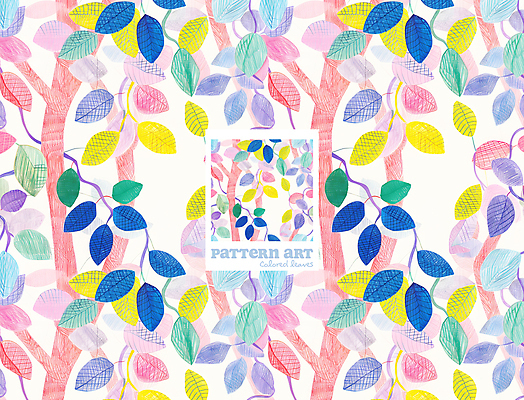 PSD 패턴 일러스트 추상 나뭇잎 색연필 사람없음 컬러풀 그림 질감 보테니컬아트 국내일러스트 컬러 잎 무늬 학용품 파일형식