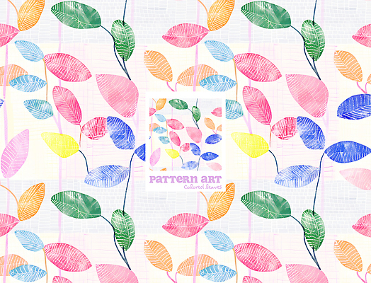 PSD 패턴 일러스트 추상 나뭇잎 색연필 사람없음 컬러풀 그림 질감 보테니컬아트 국내일러스트 컬러 잎 무늬 학용품 파일형식