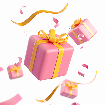 JPG 편집이미지 리본 분홍색 이벤트 사람없음 선물상자 3D 축하 생일 떨어짐 꽃가루 편집3D AI컴퓨터그래픽 AI콘텐츠 기념일 컬러 컨셉 선물 상자 가루 디지털합성 파일형식