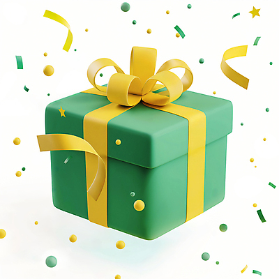 JPG 편집이미지 리본 이벤트 사람없음 초록색 선물상자 3D 축하 생일 떨어짐 구슬 꽃가루 편집3D AI컴퓨터그래픽 AI콘텐츠 기념일 컬러 컨셉 선물 상자 가루 디지털합성 파일형식
