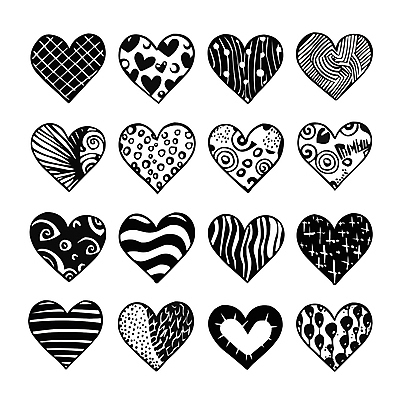 무늬 일러스트 흑백 사랑 사람없음 세트 하트 손그림 국내일러스트 AI파일 모양 감정 촬영기법 파일형식 벡터