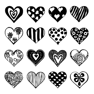 무늬 일러스트 흑백 사랑 사람없음 세트 하트 손그림 국내일러스트 AI파일 모양 감정 촬영기법 파일형식 벡터