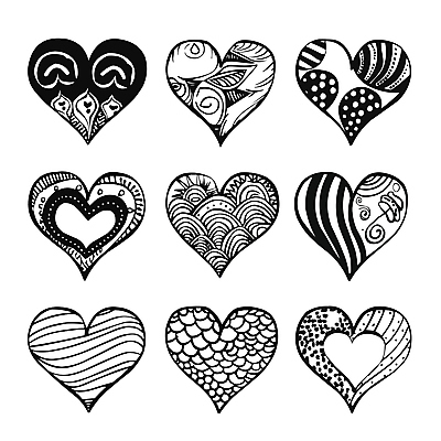 무늬 일러스트 흑백 사랑 사람없음 세트 하트 손그림 국내일러스트 AI파일 모양 감정 촬영기법 파일형식 벡터