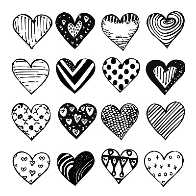 무늬 일러스트 흑백 사랑 사람없음 세트 하트 손그림 국내일러스트 AI파일 모양 감정 촬영기법 파일형식 벡터