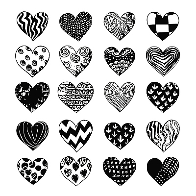 무늬 일러스트 흑백 사랑 사람없음 세트 하트 손그림 국내일러스트 AI파일 모양 감정 촬영기법 파일형식 벡터
