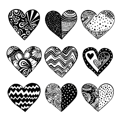 무늬 일러스트 흑백 사랑 사람없음 세트 하트 손그림 국내일러스트 AI파일 모양 감정 촬영기법 파일형식 벡터