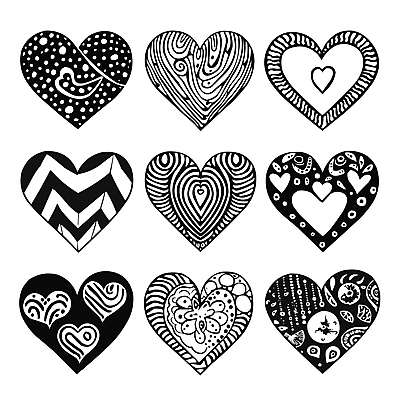 무늬 일러스트 흑백 사랑 사람없음 세트 하트 손그림 국내일러스트 AI파일 모양 감정 촬영기법 파일형식 벡터