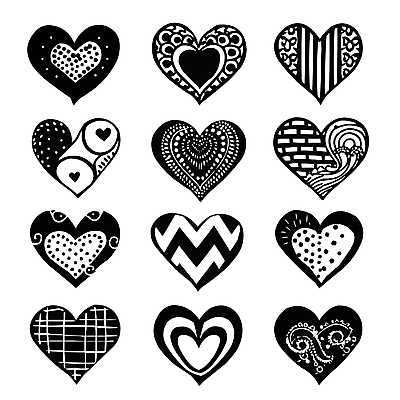 무늬 일러스트 흑백 사랑 사람없음 세트 하트 손그림 국내일러스트 AI파일 모양 감정 촬영기법 파일형식 벡터