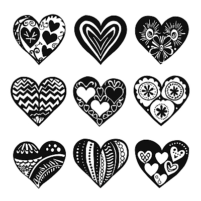 무늬 일러스트 흑백 사랑 사람없음 세트 하트 손그림 국내일러스트 AI파일 모양 감정 촬영기법 파일형식 벡터