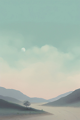 JPG 구름 호수 일러스트 자연 하늘 아침 수채화 산 풍경 사람없음 고요 안개 숲 국내일러스트 AI일러스트 AI콘텐츠 주간 자연요소 날씨 생태계 파일형식