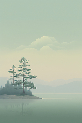 JPG 구름 호수 일러스트 자연 하늘 아침 수채화 산 풍경 사람없음 반사 고요 안개 숲 국내일러스트 AI일러스트 AI콘텐츠 주간 자연요소 날씨 생태계 파일형식