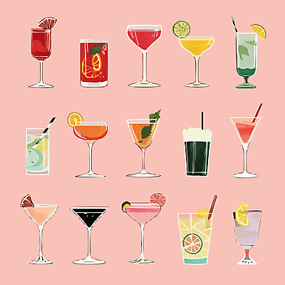 일러스트 잔 빨대 사람없음 세트 칵테일 레몬 민트 칵테일잔 슬라이스 라임 국내일러스트 AI파일 식기 술잔 과일 주류 허브 파일형식 벡터