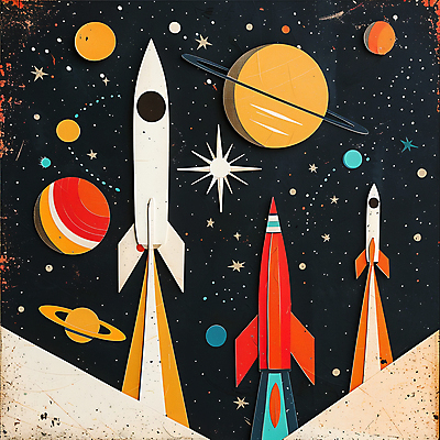 JPG 별 지구 일러스트 사람없음 우주 행성 로켓 달 페이퍼아트 우주선 로켓발사 국내일러스트 AI일러스트 AI콘텐츠 자연요소 발사 파일형식