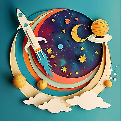 JPG 구름 무료이미지 별 지구 일러스트 사람없음 우주 행성 로켓 달 원형 페이퍼아트 우주선 테두리 로켓발사 국내일러스트 AI일러스트 AI콘텐츠 자연요소 도형 발사 파일형식