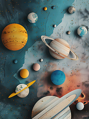 JPG 지구 일러스트 사람없음 우주 행성 달 페이퍼아트 운석 국내일러스트 AI일러스트 AI콘텐츠 자연요소 파일형식