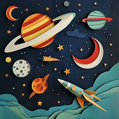 JPG 구름 지구 일러스트 사람없음 우주 행성 로켓 달 페이퍼아트 우주선 로켓발사 국내일러스트 AI일러스트 AI콘텐츠 자연요소 발사 파일형식