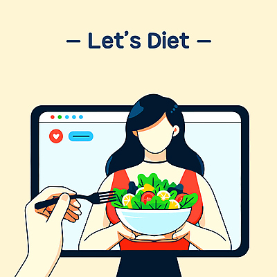 손 여자 포크 인터넷 다이어트 일러스트 한명 들기 성인 신체부위 모니터 샐러드 식단 온라인 다이어트음식 성인여자한명만 벡터 국내일러스트 AI파일 1 식기 음식 모션 건강 사람 컴퓨터 여자한명만 성인여자만 파일형식