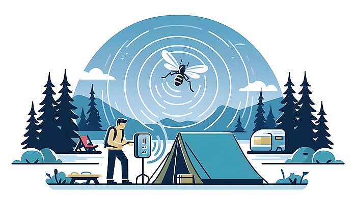 JPG 남자 일러스트 텐트 한명 성인 여름 기계 캠핑 해충 캠핑장 디지털합성 모기 초음파 퇴치 성인남자한명만 편집소스 국내일러스트 AI일러스트 AI콘텐츠 1 계절 컨셉 레저 캠핑도구 사람 벌레 남자한명만 성인남자만 파일형식