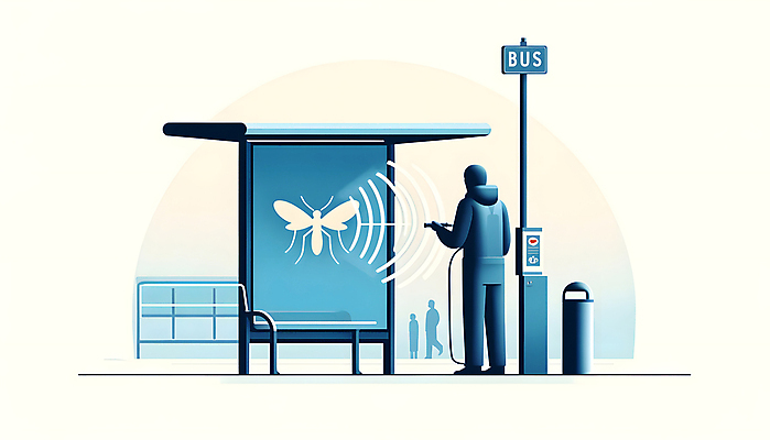 JPG 일러스트 한명 성인 여름 전자제품 기계 버스정류장 해충 디지털합성 모기 방역 전자파 퇴치 보건 성인한명만 편집소스 국내일러스트 AI일러스트 AI콘텐츠 1 계절 컨셉 의학 사람 역 벌레 성인만 파일형식