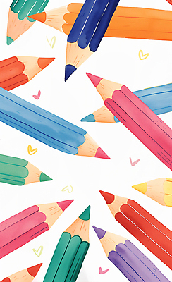 JPG 교육 일러스트 색연필 수채화 미술 사람없음 컬러풀 에듀 창의성 국내일러스트 AI일러스트 AI콘텐츠 컬러 문화예술 학용품 에듀케이션 파일형식