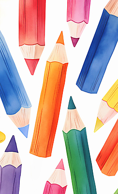 JPG 교육 일러스트 색연필 수채화 미술 사람없음 컬러풀 에듀 창의성 국내일러스트 AI일러스트 AI콘텐츠 컬러 문화예술 학용품 에듀케이션 파일형식