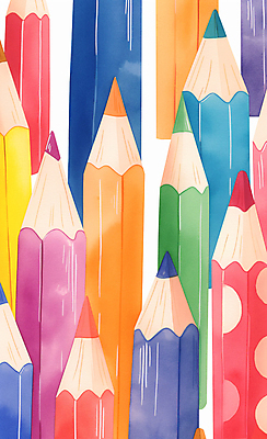 JPG 교육 일러스트 색연필 수채화 미술 사람없음 컬러풀 에듀 창의성 국내일러스트 AI일러스트 AI콘텐츠 컬러 문화예술 학용품 에듀케이션 파일형식