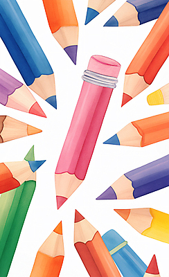 JPG 교육 일러스트 색연필 수채화 미술 사람없음 컬러풀 에듀 창의성 국내일러스트 AI일러스트 AI콘텐츠 컬러 문화예술 학용품 에듀케이션 파일형식