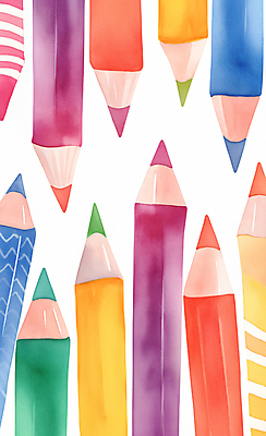 JPG 교육 일러스트 색연필 수채화 미술 사람없음 컬러풀 에듀 창의성 국내일러스트 AI일러스트 AI콘텐츠 컬러 문화예술 학용품 에듀케이션 파일형식