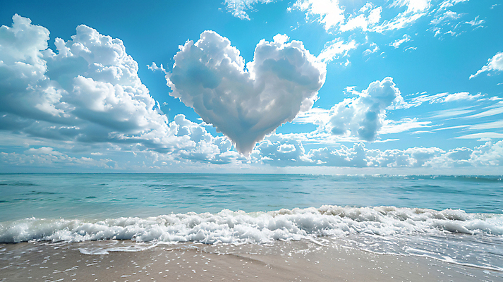 JPG 구름 편집이미지 파도 자연 하늘 해변 사람없음 햇빛 환경 맑음 하트 디지털합성 편집실사 AI컴퓨터그래픽 AI콘텐츠 자연요소 모양 바다 날씨 태양 CG 생태계 파일형식