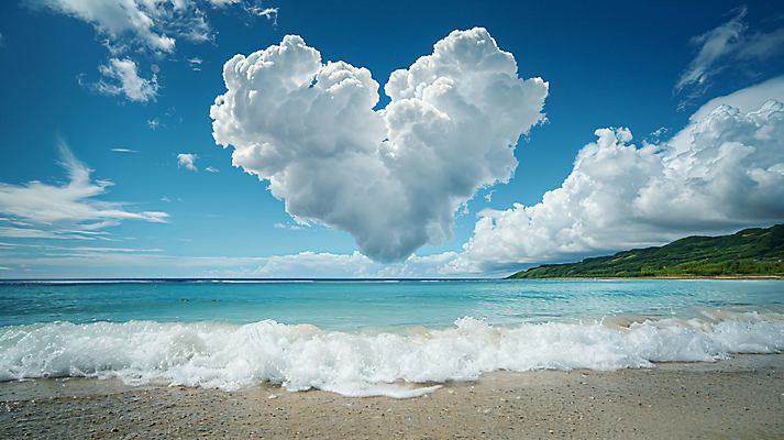 JPG 구름 편집이미지 파도 자연 하늘 해변 사람없음 햇빛 환경 맑음 하트 디지털합성 편집실사 AI컴퓨터그래픽 AI콘텐츠 자연요소 모양 바다 날씨 태양 CG 생태계 파일형식