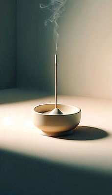 JPG 편집이미지 그림자 사람없음 빛 도자기 연기 편안함 향초 인센스스틱 편집실사 AI포토 AI콘텐츠 초 감각 CG 향 파일형식