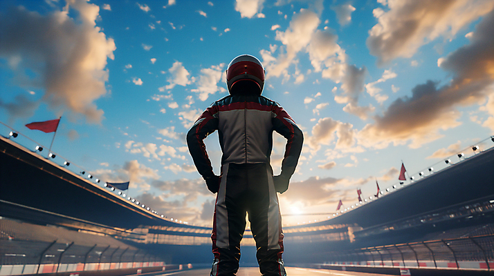 JPG 편집이미지 허리손 한명 상반신 성인 일몰 깃발 레이싱 우승 자신감 헬멧 속도 레이싱경기장 포뮬러 성인한명만 편집실사 AI인물포토 AI콘텐츠 1 감정 포즈 사람 시합 노을 경기장 최고 보호장비 CG 규격 성인만 파일형식 AI포토