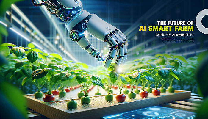 PSD 식물 편집이미지 농업 방울토마토 미래 실내 관리 사람없음 빛 새싹 농사 로봇팔 스마트팜 AI_인공지능 이미지편집 산업 컨셉 토마토 내부 농장 로봇 파일형식