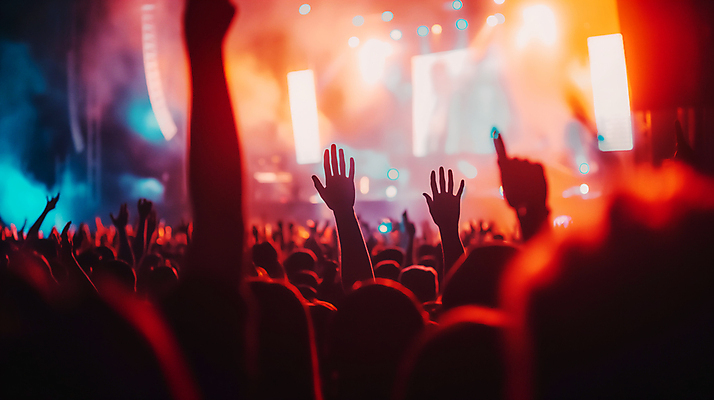 JPG 편집이미지 손 조명 여러명 성인 신체부위 빨간색 빛 손들기 축제 무대 연기 군중 전광판 활기 성인만 편집실사 AI인물포토 AI콘텐츠 컬러 다수 컨셉 모션 사람 CG 파일형식 AI포토