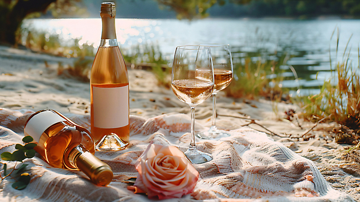 JPG 편집이미지 잎 잔 그림자 해변 사람없음 여름 햇빛 장미 소풍 풀 천 디지털합성 샴페인잔 샴페인병 편집실사 AI포토 AI콘텐츠 식물 식기 계절 꽃 바다 술잔 술병 태양 야외활동 직물 샴페인 CG 파일형식