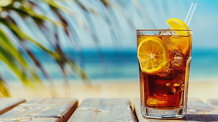 JPG 편집이미지 휴가 휴식 잔 빨대 해변 사람없음 얼음 시원함 레몬 휴양지 슬라이스 콜라 야자수잎 편집실사 AI포토 AI콘텐츠 자연요소 식기 바다 컨셉 잎 과일 장소 CG 탄산음료 파일형식