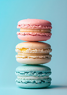 JPG 편집이미지 그림자 사람없음 쌓기 세개 마카롱 파스텔톤 편집실사 AI포토 AI콘텐츠 컬러 모션 디저트 3 CG 파일형식