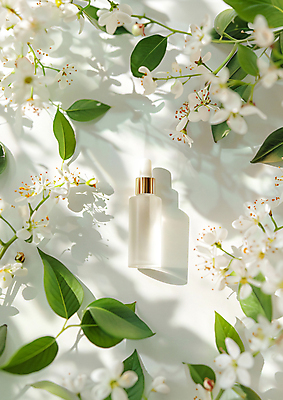 JPG 편집이미지 꽃 잎 그림자 사람없음 장식 빛 뷰티 화장품 흰색 잡지 편집실사 AI포토 AI콘텐츠 식물 컬러 간행물 CG 파일형식