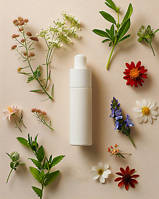 JPG 편집이미지 꽃 잎 그림자 사람없음 장식 뷰티 화장품 잡지 편집실사 AI포토 AI콘텐츠 식물 간행물 CG 파일형식