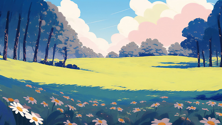 JPG 나무 구름 무료이미지 꽃 일러스트 자연 하늘 잔디 초원 사람없음 여름 숲 언덕 국내일러스트 AI일러스트 AI콘텐츠 자연요소 식물 계절 생태계 파일형식 무료콘텐츠