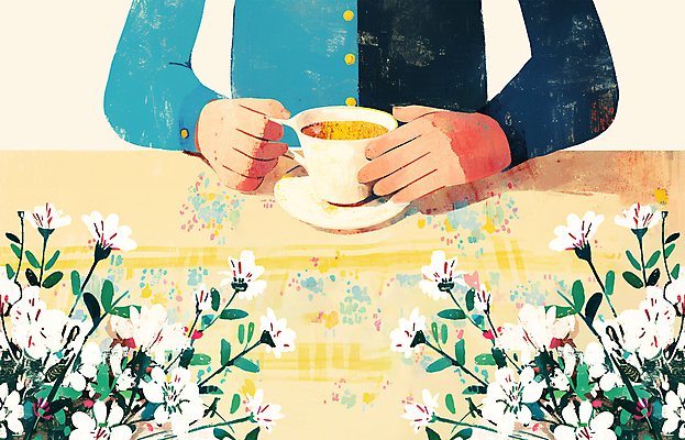 PSD 라이프스타일 손 여자 꽃 잎 일러스트 탁자 티타임 수채화 한명 상반신 성인 카페 잡기 차 찻잔 컵받침 감성 홍차 성인여자한명만 국내일러스트 식물 1 음료 가구 컨셉 모션 휴식 잔 사람 생활 신체부위 차_음료 상점 받침대 여자한명만 성인여자만 파일형식